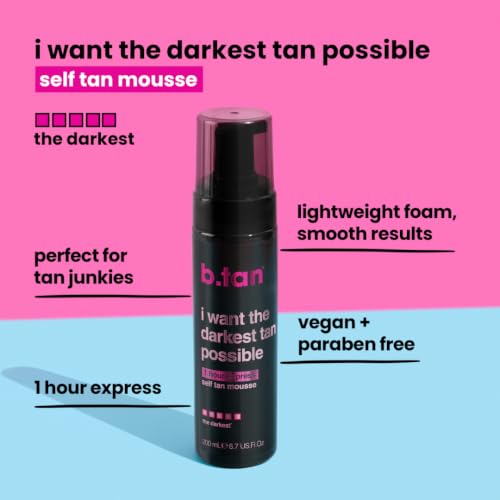 B.TAN Next Level Dark Self Tanner Kit 2-Pack - Mousse & Clear Gel with Tanning Mitt