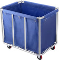 Blue Commercial Laundry Cart with Wheels 470L Steel Frame & Waterproof Bag