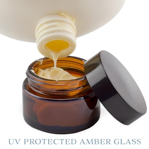 Cornucopia Brands 1, 2 & 4-Ounce Amber Glass Straight Sided Jars (Combo Pack, 4 Each / 12 Total); Great Containers for Cosmetics, Lotions, Body Scrubs & Balms