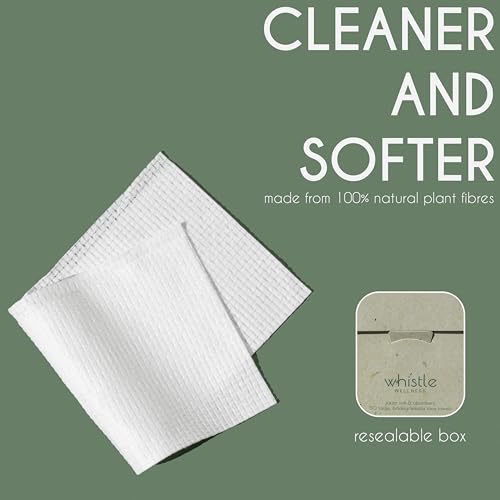 Whistle Wellness¢ç Disposable Face Towel 10"¡¿12", Resealable Box, Biobased Plant Based Ultra Soft, Thickness Face Towelettes XL, Makeup Remover Dry Wipes for Sensitive Skin, 50 Count (1 Pack)