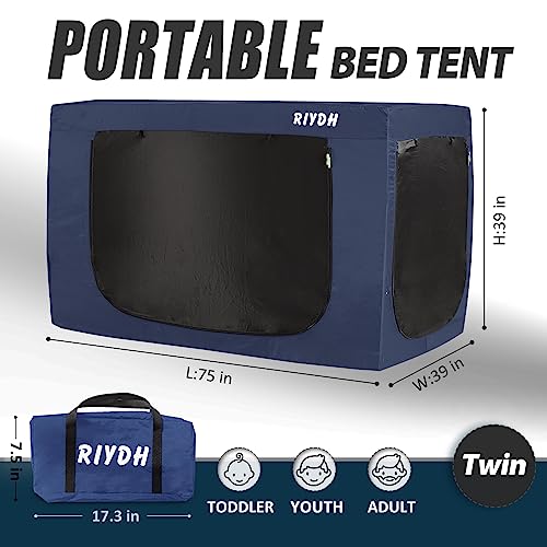 Blue Twin Bed Tent Canopy for Kids & Adults Indoor Blackout Sleep Tent
