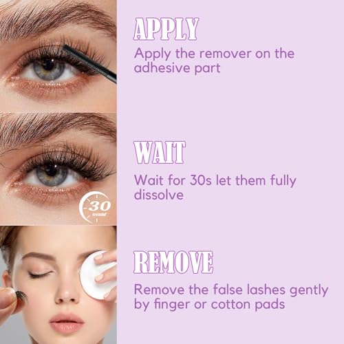 GAQQI Lash Glue Remover for Lash Clusters, Eyelash Remover for DIY Home Use, Gentle Formula for Sensitive Eyes, Quick & Deep Dissolving Adhesive, 5ml
