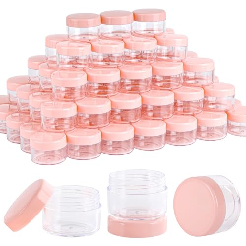 Pink Refillable Cosmetic Sample Jars 15g - 100 Pack with Lids & Mini Spatulas (Variation of Pink / 15g 100 Count)