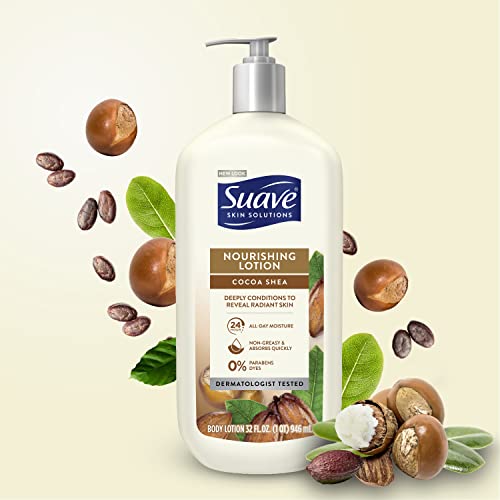 Suave Skin Solutions Body Lotion Cocoa Butter Shea 32 oz - Moisturizing