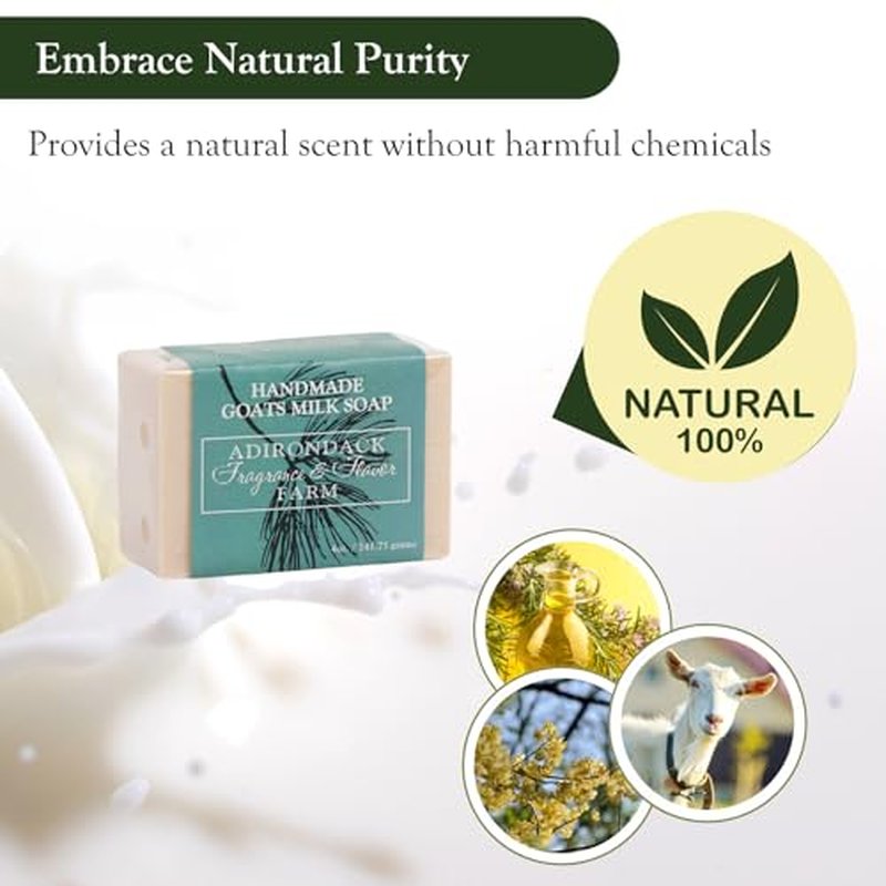 Adirondack Fragrance & Flavor Farm ADK Natural Goat Milk Soap Bar 16 oz., Handmade Vegan Olive Oil Body Soap for Dry and Sensitive Skin, Moisturising for Men, Women & Babies
