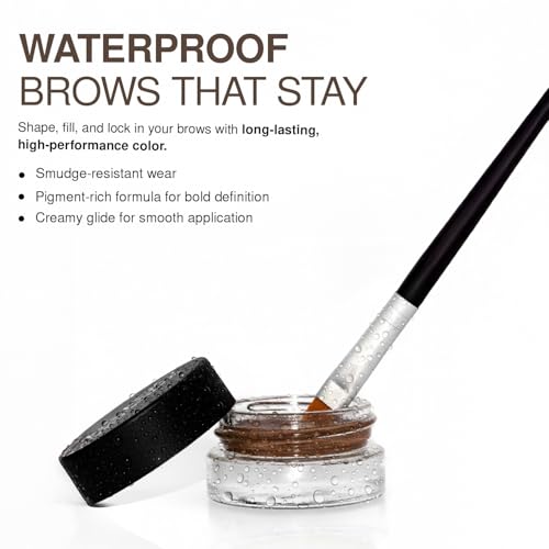 Palladio Brow Pomade Waterproof, 24 Hour Wear, Smudge Proof and Sweat Resistant Formula, Super Creamy Formula Glides on And Helps to Fill in Brows for a Dramatic, Defined, Flawless Look (Dark Brown)