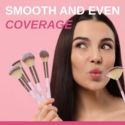 14-Piece Rose Gold Makeup Brush Set with Eyelash Curler & Tweezers