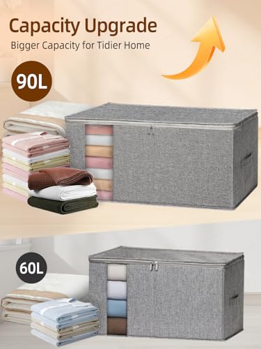Boailydi 90L King Size Comforter Storage Bags 4-Pack Gray - Rigid & Durable