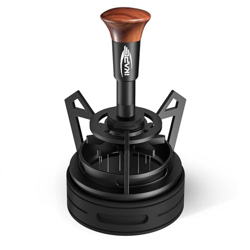 IKAPE 54mm Espresso Coffee WDT Tool with Adjustable Needle & Funnel - Black