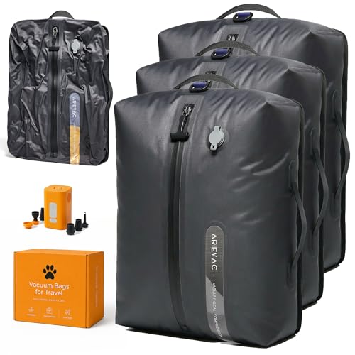 IKYWT Black 18L Vacuum Seal Bags with Pump 3-Pack Travel Compression Cubes