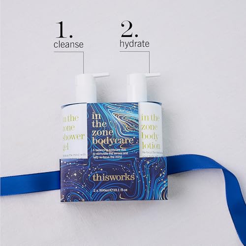 THISWORKS In The Zone Set ? Shower Gel 300ml & Body Lotion 300ml ? Balancing Bodycare with Coconut Oil, Glycerin, Eucalyptus & Frankincense to Cleanse, Nourish & Refocus the Mind