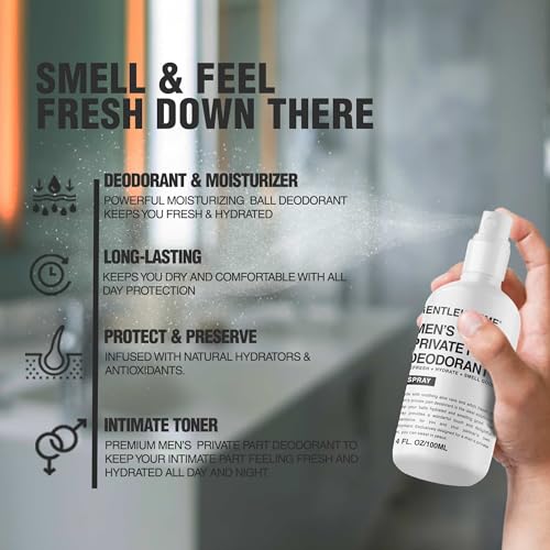 Gentlehomme Men's Deodorant Spray for Intimate Areas - Amber Leather, Hydrating, Vegan, 4oz