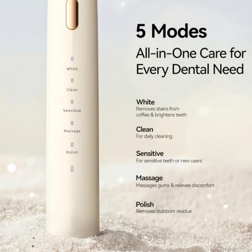 Electric Toothbrush for Adults 180-Day Battery Life 5 Modes & 8 Heads