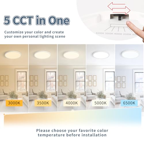 ROVEXO White 14.9 Inch LED Flush Mount Ceiling Light 5CCT 32W 3343LM 6 Pack