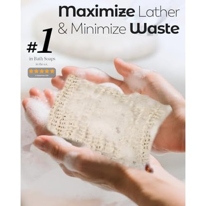 100 Pcs Soap Bags with Drawstring, 5.3'' x 3.7'' Natural Soap Savers for Bar Soap Exfoliating Sisal Mesh Soap Bags for Soap Bars, Scrubbing & Massaging Shower Pouches for Men & Women