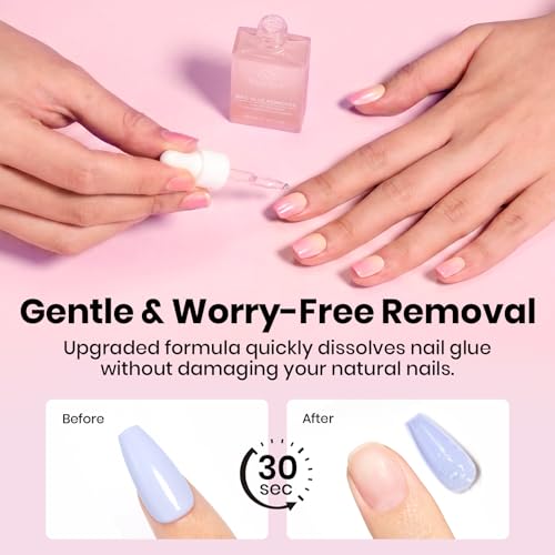 Beetles Gel Nail Kit with Short Square Tips & UV Lamp - 320pcs, DIY Manicure Set with Glue & Remover