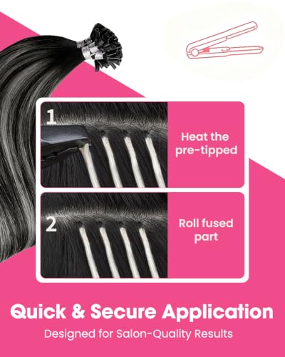 Hetto Balayage K Tip Hair Extensions Real Human Hair 16 Inch 50g - Silver Variation