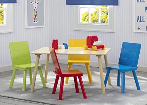Kids Table and Chair Set with 4 Chairs - Natural and Primary Colors
