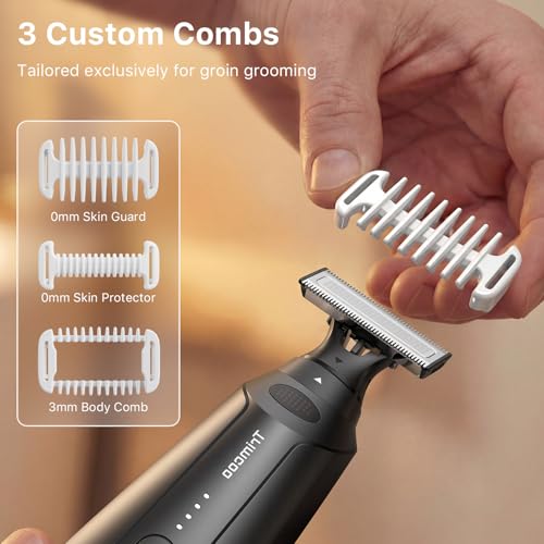 Manscape Body Hair Trimmer H6 One MagBlade Pro for Sensitive Skin, Built-in Dual LED Light, Waterproof Wet/Dry Groomer, USB-C Rechargeable, Full-Body Grooming for Chest and Legs, Black