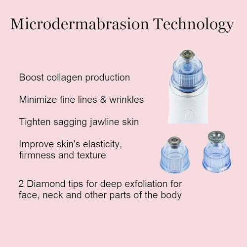 3-in-1 Diamond Microdermabrasion Machine - Vacuum & Light Therapy Tool - Anti-Aging Device for Face & Neck - Skin Tightening - Wrinkle Reducing - Jawline Definition