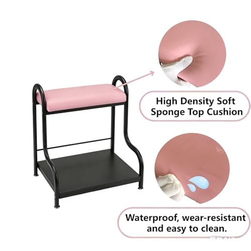 QUEESALN Nude Pink Foot Spa Trolley Cart with Magnifier Lamp & Foot Rest for Pedicure & Manicure