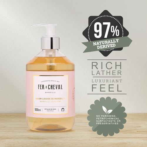 Liquid Hand Soap Rose Petal Double - Hydrating Marseille Soap with Argan & Coconut Oil
