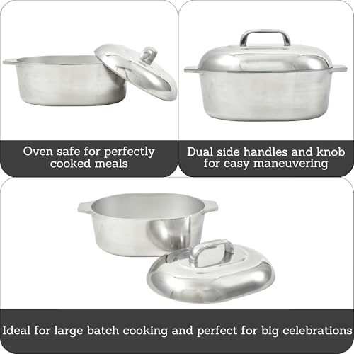 11 Inch Cajun Cast Aluminum Oval Roaster with Lid for Vegetables - Durable & Versatile Cookware
