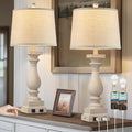 28-Inch Farmhouse Table Lamps Set of 2 with USB-C & AC Ports - Beige Vintage Nightstand Lamps - 3 Way Touch Control for Bedroom Living Room Office - Variation: Beige-2 Pack