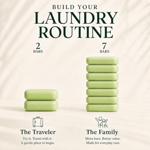 Natural Laundry Soap Bar & Stain Remover - Green Tea, 7 Bars, 24.5 oz