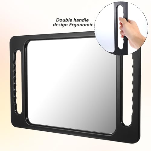 Hpmjz 2 Pack Unbreakable Large Handheld Makeup & Salon Mirror with Double Handles