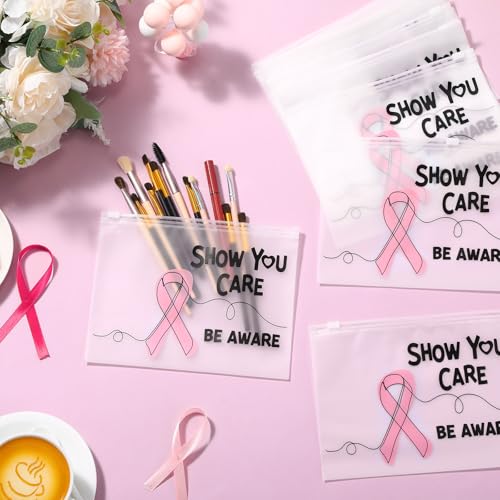 120 Pcs Breast Cancer Awareness Makeup Bags with Pink Ribbon Design - Pink Ribbon Accessories Gifts Variation of THIS listing