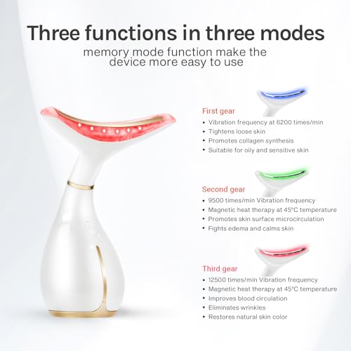 Ms.W White 3-in-1 Red Light Facial Massager for Face & Neck – LED, Thermal & Vibration