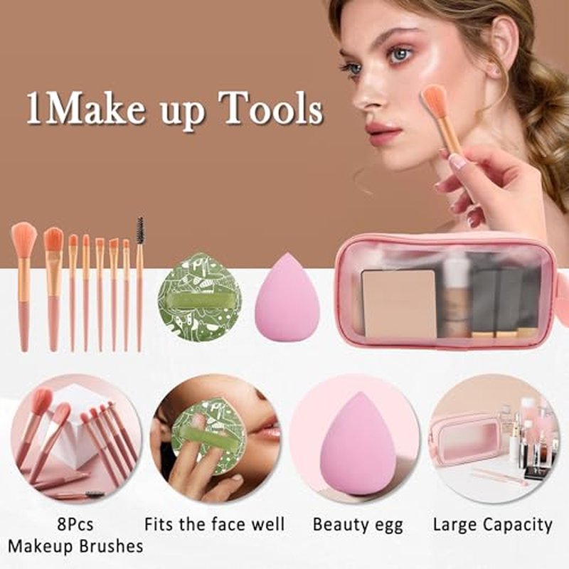 All in One Makeup Kit for Women Full Kit,Travel Makeup Kit for Teens,Make Up Gift Set with Everything,Foundation Eyeshadow Lipstick Eyebrow Blush Powder, Christmas Make Up Gift Set for Women-E