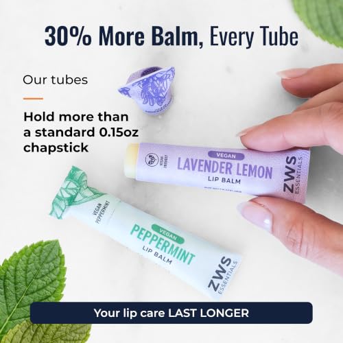 Natural Lip Balm Set - Organic Vegan Flavors with Shea & Cocoa Butter