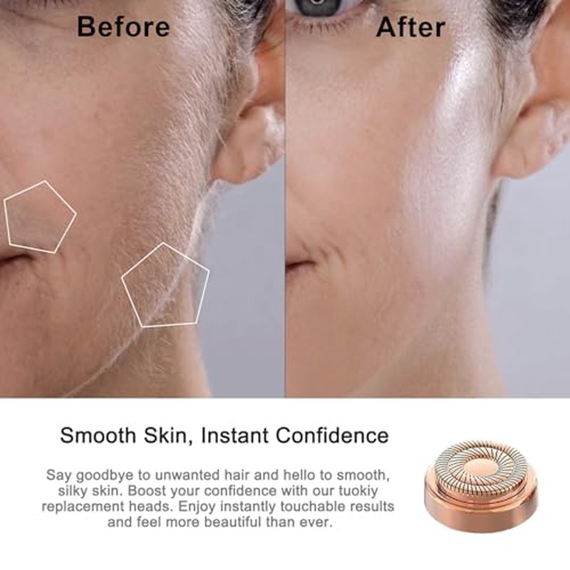 6 PCS Replacement Heads,1 PC Women Facial Hair Removal Device Battery Operated