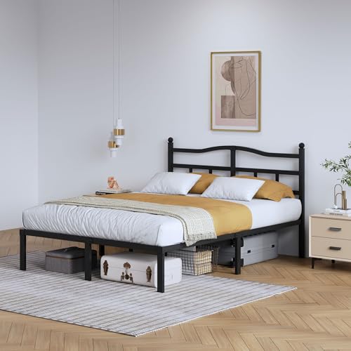 Full Size Metal Bed Frame with Headboard - 14 Inch Heavy Duty Platform Bed, Noise-Free, Easy Assembly