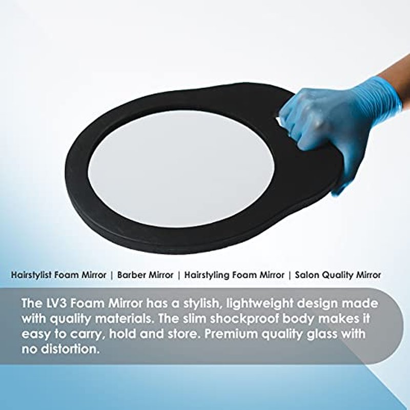 L3 Foam Mirror - Premium Quality Glass - Use for Hair Cuts and Shaving - Elegant and Stylish Design - Slim and Shockproof - Self Cut Mirror