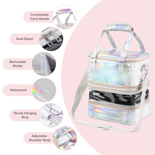 Beloving Silver Nail Polish Organizer Case 3-Layer Travel Storage Bag for Manicure Tools
