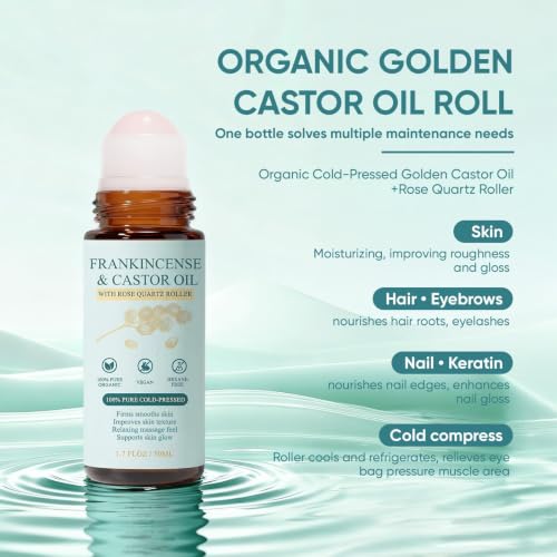 Organic Castor Oil Rose Quartz Roller Ball – Hydrating Face & Body Oil 1.7 fl oz – Variation of THIS listing
