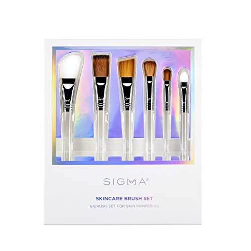 Sigma Beauty Skincare Brush Set ? Skincare Brushes for Applying Skincare Products to Face and Skin, Includes 6 Skincare Tools for Masks, Creams, Gels, and Serums (6 Pcs)