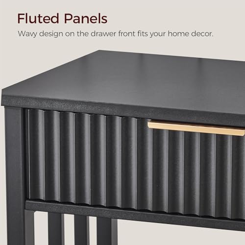 MAHANCRIS 39.4-Inch Black Fluted Console Table with 2 Drawers, Entryway Storage