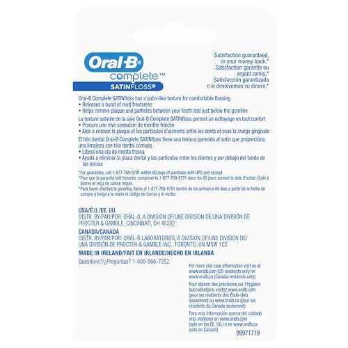 Dental Floss Satin Mint 54 Yards Pack of 6 - Comfortable Flossing & Fresh Breath