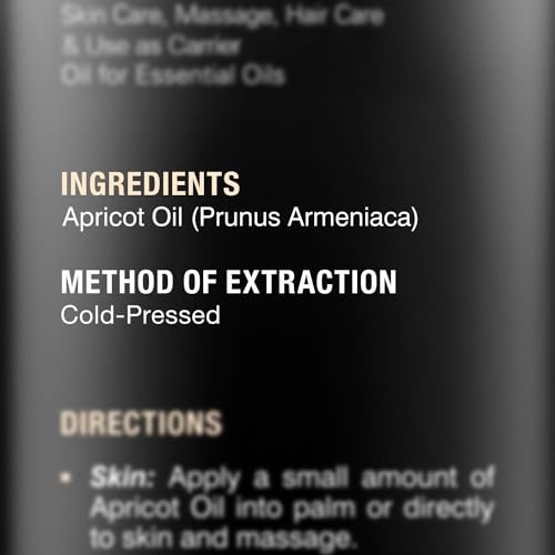 MAJESTIC PURE Apricot Oil, 100% Pure and Natural, Cold-Pressed, Apricot Kernel Oil, Moisturizing, for Skin Care, Massage, Hair Care, and to Dilute Essential Oils, 16 fl oz