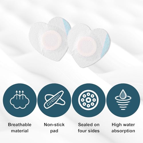 50pcs Castor Oil Wrap for Belly Button, Heart Shape Self-Adhesive & Highly Absorbent Castor Oil Wrap Pack for Belly Button Pad Patches Waterproof Disposable Cover Stickers (Oils Not Included)