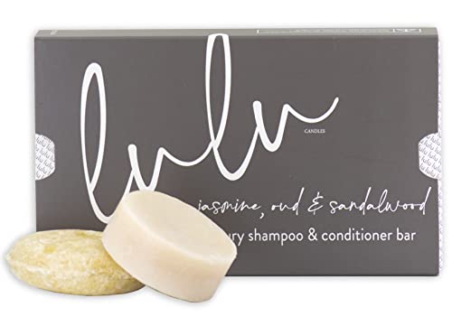Lulu Candles Jasmine Oud Sandalwood Shampoo & Conditioner Bar Set - Made in USA, 4 Months Supply