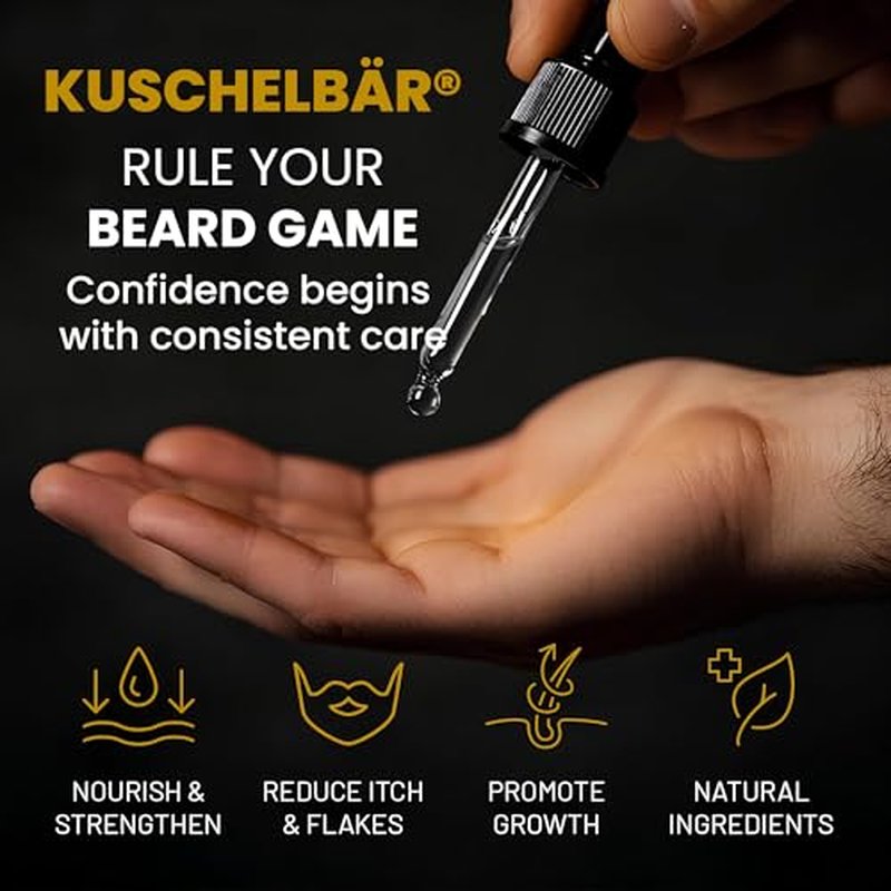 KUSCHELBAR - Beard Oil for Men | Beard Oil for Beard Growth | Provides Hydration, Softness, and Shine | Deep Moisture, Nourishment & Frizz Control | Leave-In, Non-Greasy, Lightweight l 3,38 fl.oz