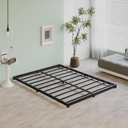Queen Low Profile Bed Frame 3 Inch Heavy Duty Platform No Box Spring