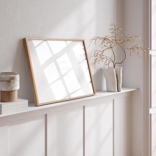 Solid Oak Picture Frame 18x24 Inches - Natural Finish, 3 Pack, Beige Variation