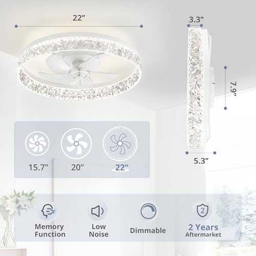 22 Inch Ceiling Fan with Lights & Remote, Dimmable Reversible Motor, White - Variation of THIS listing