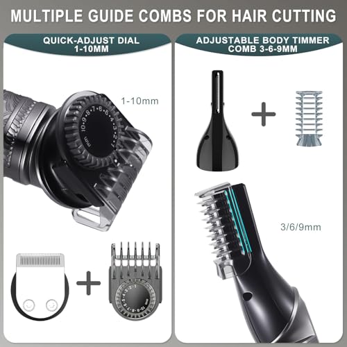 Hatteker 8-in-1 Multi-Functional Grooming Kit for Men - Gray